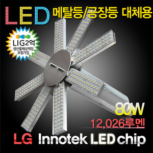 10412 [LG LED칩]LED 80W 고역률 공장등 [썬램프] /다운라이트[DC] (할로겐/메탈할라이드/CFL대체용)공장등/보안등